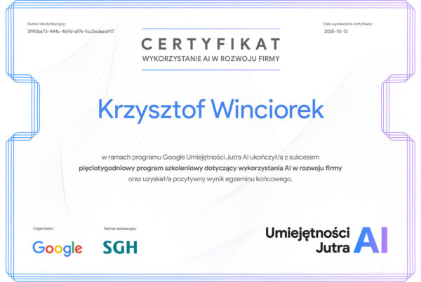 Google Umiejętności jutra AI Certyfikat_3f90be73-444c-469d-af7e-fcc3edaed417_Krzysztof_Winciorek