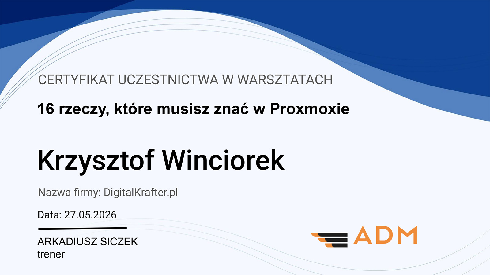 16 rzeczy które musisz znać w Proxmox - Certyfikat Uczestnictwa 16 rzeczy które musisz znać w Proxmox - Certyfikat Uczestnictwa