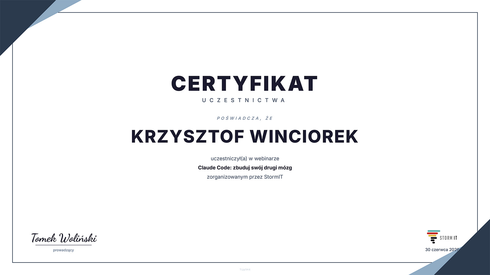 Claude Code - zbuduj swój drugi mózg - Certyfikat Uczestnictwa Claude Code - zbuduj swój drugi mózg - Certyfikat Uczestnictwa
